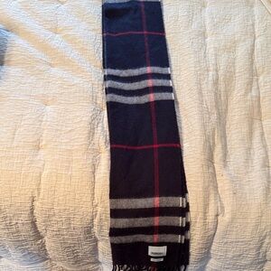 Burberry Navy Scarf with Red & Gray Windowpane Plaid